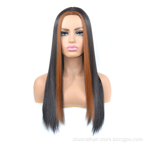 Color Long 18inch Hair Bone Perruque Straight Wig Hair High Quality Synthetic Hair Best Price Best Product Women Long Bob
